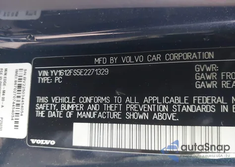 2014 Volvo S60 T5 z USA, uszkodzony, nr VIN YV1612FS5E2271329